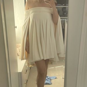 Brandon Maxwell  Off shoulder Pleated Baby Doll Dress